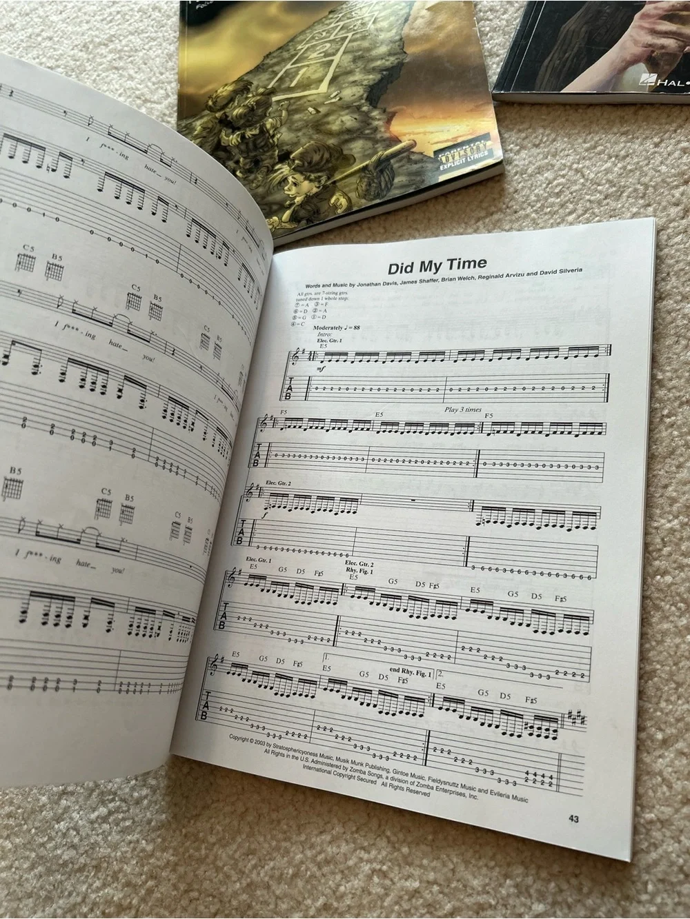 Collection of 6 Korn Authentic Guitar Tab Songbook Sheet Music Vintage